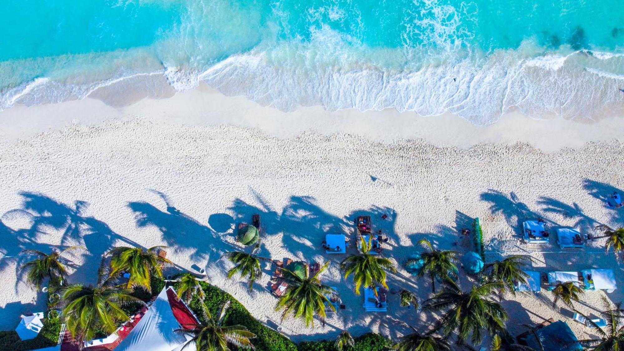 Grand Oasis Cancun Hotell Exteriör bild Aerial view of the beach